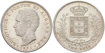 Португалия 500 реалов 1871 Луиш I (1861-1889) KM 509 серебро 413-145