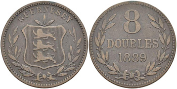 Гернси 8 даблов (дублей) 1889 Н KM 7 бронза 4517-942