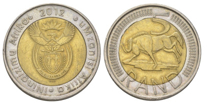 ЮАР 5 рандов 2012 KM 555 биметалл 4626-914