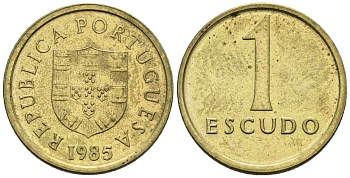 Португалия 1 эскудо 1985 KM 614 никель латунь 4147-616