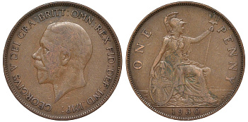Великобритания 1 пенни 1930 Георг V (1910-1936) KM 838, Spink 4055 бронза 4123-1031