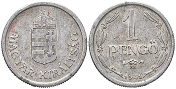 Венгрия 1 пенге 1941 BP KM 521 алюминий 190-912