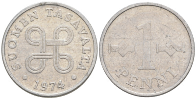 ФИНЛЯНДИЯ 1 ПЕННИ 1974 KM 44a алюминий 187-765