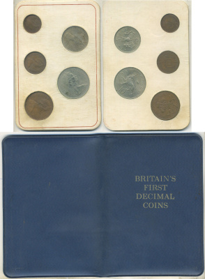 Великобритания набор из 5 монет (1/2, 1, 2, 5 и 10 пенсов) 1968-1971 в подарочной упаковке 8-2-06-26