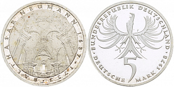 ФРГ 5 марок 1978 F, 225 лет со дня смерти Бальтазара Неймана KM 148, J.423 серебро PROOF 1087-2-64