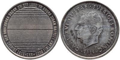 Швеция 1 крона 2009 Карл XVI Густав (1973- ) KM 894 медно-никель 84-641