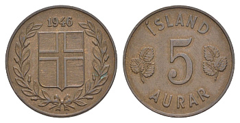 Исландия 5 эйре 1946 KM 9 бронза 4635-124
