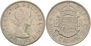 Великобритания 1/2 кроны 1963 Елизавета II (1952-2022) KM 907, Spink 4145 медно-никель 4117-945
