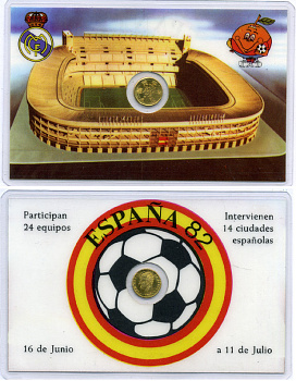 ИСПАНИЯ ЖЕТОН МОНЕТОВИДНЫЙ 1982 ЧЕМПИАНАТ МИРА ПО ФУТБОЛУ В ИСПАНИИ 1982 ГОДА, ХУАН КАРЛОС, В ЗАПАЙКЕ 7-7-35