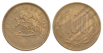 Чили 100 песо 1987 KM 226 алюминиевая бронза 4637-445