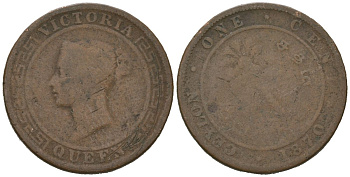 Цейлон 1 цент 1870 KM 92 медь 4621-131