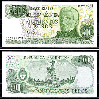 Аргентина 500 песо 1982 Pick 303 c бумага UNC (пресс) 6312-59-2-1