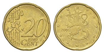 Финляндия 20 евроцентов 2001 KM 102 нордик 4629-331