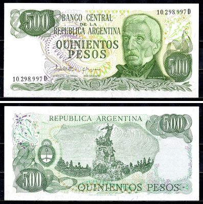 Аргентина 500 песо 1982 Pick 303 c бумага UNC (пресс) 6312-59-2-1