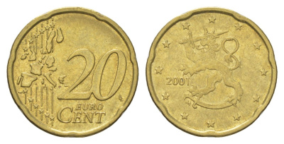 Финляндия 20 евроцентов 2001 KM 102 нордик 4629-331