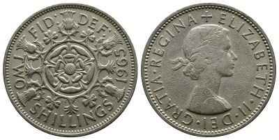 Великобритания 2 шиллинга (флорин) 1965 Елизавета II (1952-2022) KM 906, Spink 4146 медно-никель 4382-534