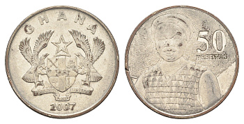 Гана 50 песев 2007 KM 41 сталь плакированная никелем 4666-621