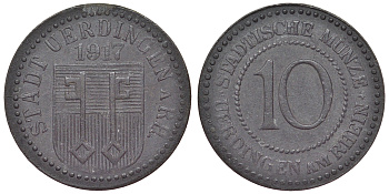 Юрдинген 10 пфеннигов 1917  Funck 554.2A, Men05 25409.3, Men18 31820.3 цинк     4119-1046