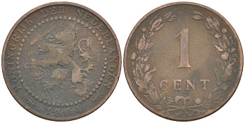 НИДЕРЛАНДЫ 1 ЦЕНТ 1904 ВИЛЬГЕЛЬМИНА I (1891-1948) KM 132.1 бронза 4547-1268