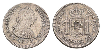 Боливия 1 реал 1773 Карл III KM 52 серебро 272-541
