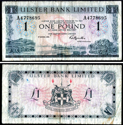 Северная Ирландия 1 фунт 1976 Pick 325 b бумага 7551-34-4-2