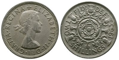 Великобритания 2 шиллинга (флорин) 1963 Елизавета II (1952-2022) KM 906, Spink 4146 медно-никель 4382-415