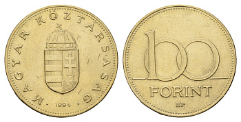 Венгрия 100 форинтов 1994 KM 698 латунь aUNC 92-257