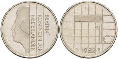 Нидерланды 1 гульден 1982 Беатрикс (1980-2013) KM 205 никель 31-915
