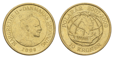 Дания 10 крон 2008 Международный полярный год - Сириус (2007-2009) KM 925 алюминиевая бронза 119-212