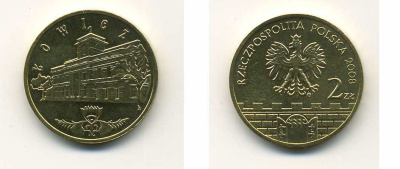Польша 2 злотых 2008 серия города Польши, Лович KM 630 латунь UNC 35-641
