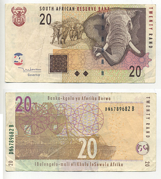 ЮАР 20 РАНД 2005 СЛОН Pick 129a бумага 7204-63-2