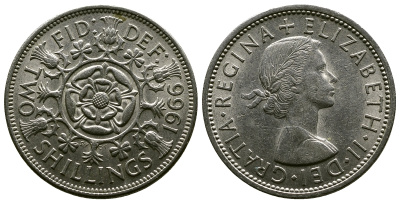 Великобритания 2 шиллинга (флорин) 1966 Елизавета II (1952-2022) KM 906, Spink 4146 медно-никель 4382-732