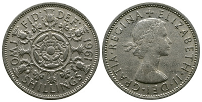 Великобритания 2 шиллинга (флорин) 1961 Елизавета II (1952-2022) KM 906, Spink 4146 медно-никель 4382-233