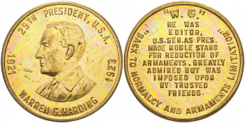 США МЕДАЛЬ ND 29-ЫЙ ПРЕЗИДЕНТ УОРРЕН ГАРДИНГ 28 мм латунь 73-434