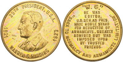 США МЕДАЛЬ ND 29-ЫЙ ПРЕЗИДЕНТ УОРРЕН ГАРДИНГ 28 мм латунь 73-434