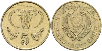 Кипр 5 центов 1987 KM 55.2 никель латунь 4141-933
