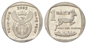 ЮАР 1 ранд 2002 KM 272 медь плакированная никелем 4627-361