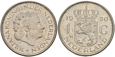 Нидерланды 1 гульден 1980 Юлиана (1948-1980) KM 184a никель 4187-827