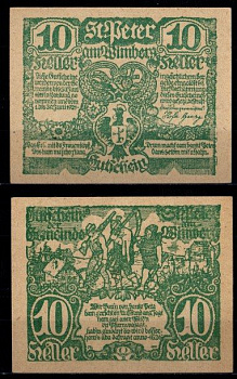Австрия, Санкт-Петер-ам-Вимберг 10 геллеров 1920 Jaksc/Pick JPR0926-10 бумага UNC (пресс) 2193-15-3-1