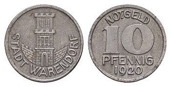 Варендорф 10 пфеннигов 1920 Funck 575.4, Men18 32804.4 железо 4659-363