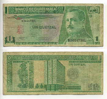 Гватемала 1 кетсаль 1992 14 февраля 1992, генерал Хосе Мария Ореллано, президент Гватемалы (1921-1926) Pick 73 d бумага 7548-68-2