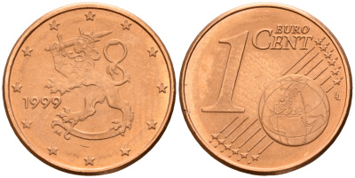Финляндия 1 евроцент 1999  KM 98 сталь плакированная медью  UNC  4189-149