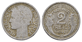 Франция 2 франка 1944 KM 886a.1, Le Franc 269.4 алюминий 4118-545