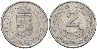 Венгрия 2 пенге 1941 BP KM 522.1 алюминий 85-1223