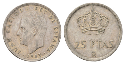 Испания 25 песет 1983 Хуан Карлос I (1975-2014) KM 824 медно-никель 4707-417