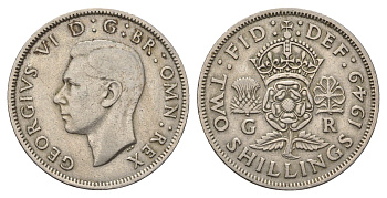 Великобритания 2 шиллинга (флорин) 1949 Георг VI (1936-1952) KM 878, Spink 4107 медно-никель 4692-334