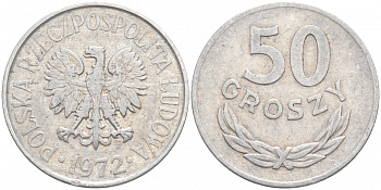ПОЛЬША 50 ГРОШЕЙ 1972 MW KM 48.1 алюминий 68-344