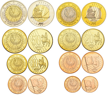 Чехия набор из 8 монет 2003 probe, essai, европробники большого формата, в капсулах и буклете PROOF 3-6-4-41