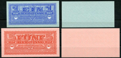 Германия 1, 5, 10, 50 пфеннигов, 1 и 2 марки 1942 для вермахта Pick M32, M33, M34, M35, M36, M37 бумага UNC (пресс) 451-85-2