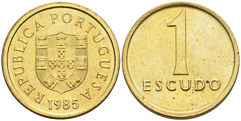 Португалия 1 эскудо 1985 KM 614 никель латунь 4567-431